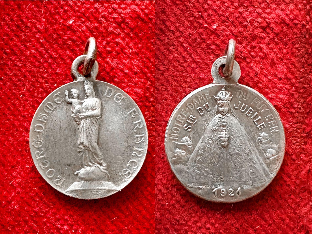 Antique French Virgin Mary Rare Medal, Catholic Pendant Our Lady of ...