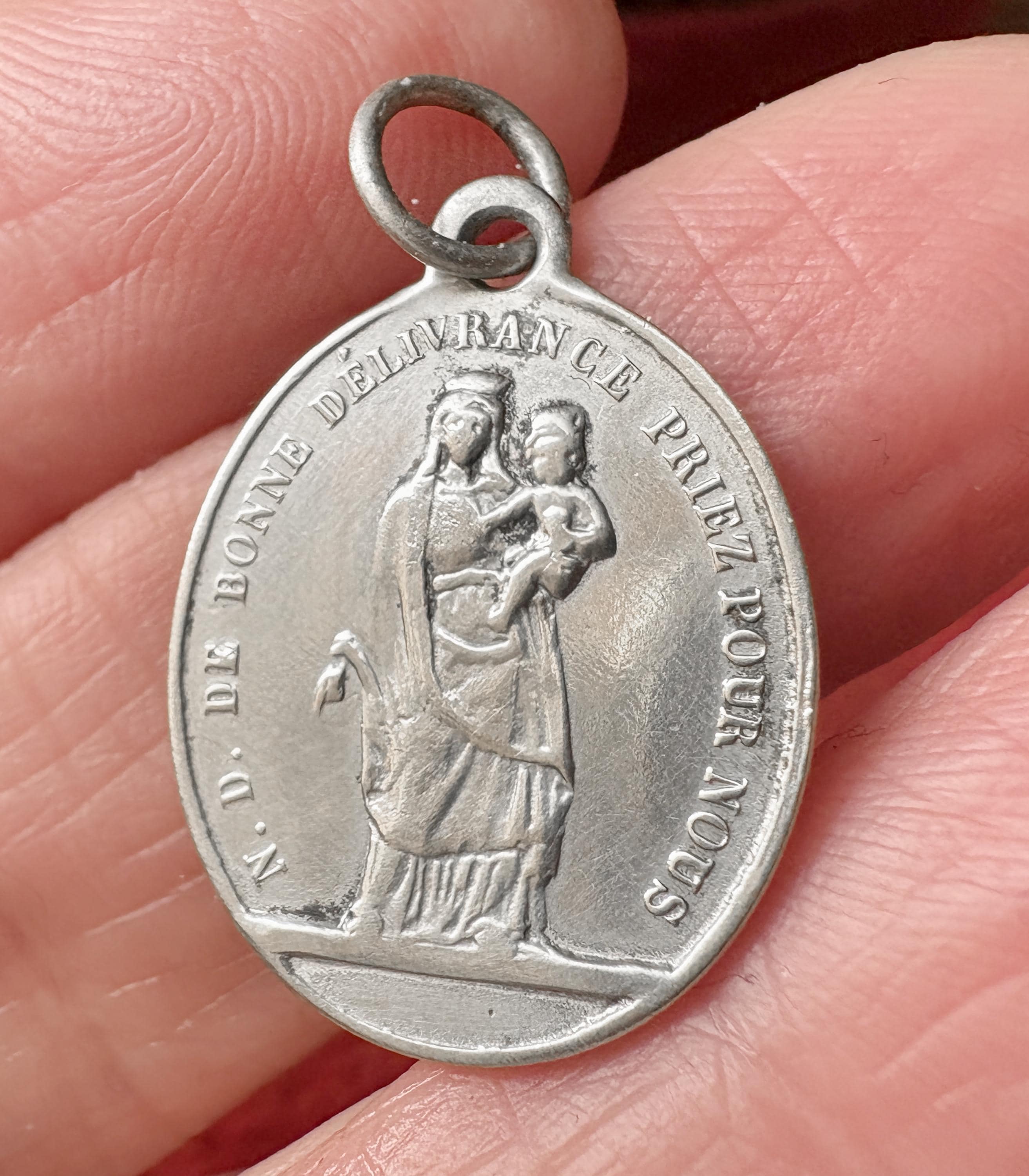 Antique French Virgin Mary Medal 1890s, Rare Catholic Pendant Our Lady ...