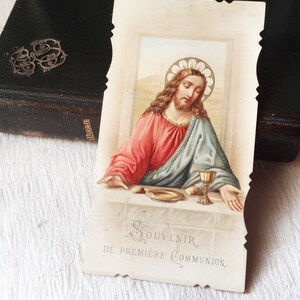 1898 Image pieuse Jésus ancienne française communion, carte religieuse catholique missel, Souvenir communion, collection, cadeau religieux