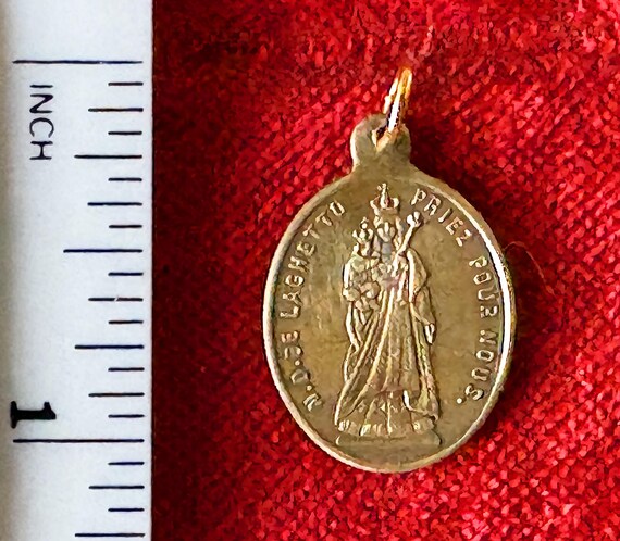 Antique French Brass Virgin Mary Medal, Our Lady of L… - Gem