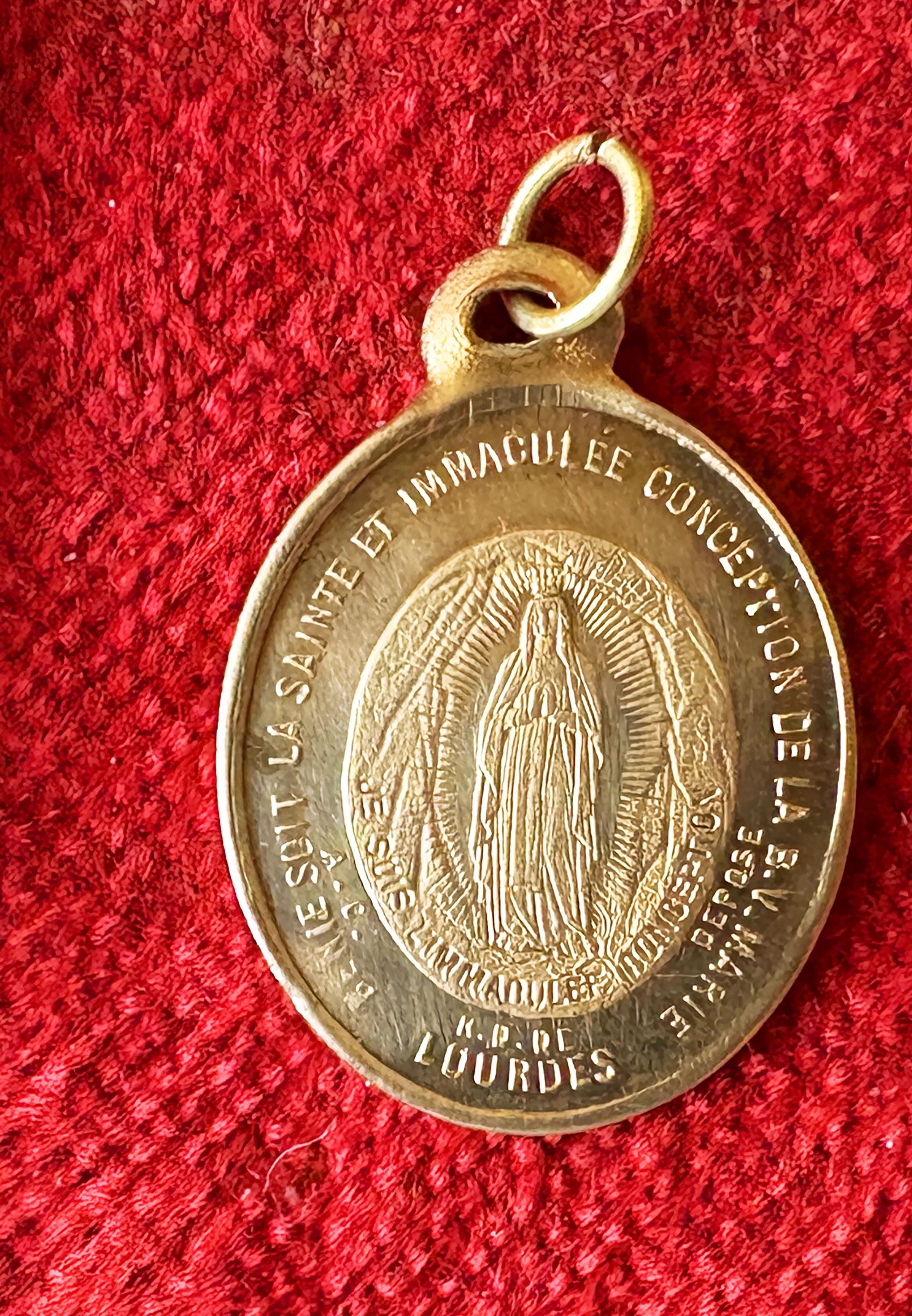 Antique French Virgin Mary Medal 1900s, Catholic Brass Pendant Lourdes ...