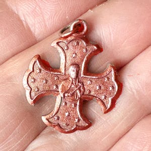 Vintage French Saint Regis pendant, catholic Saint antique large medal of the Jesuit order made in copper, missionnary Saint medal charm