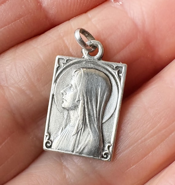 Antique French Virgin Mary Art Deco Medal Our Lady of… - Gem