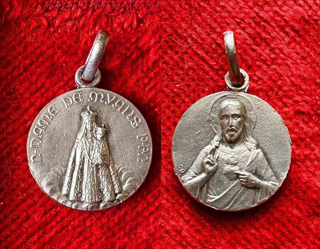 Rare Antique French Virgin Mary Medal, Catholic Pendant Our Lady of ...