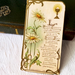 Image pieuse communion ancien français catholique, carte prière vintage 1912, Sacrement communion Eucharistie, carte missel collection