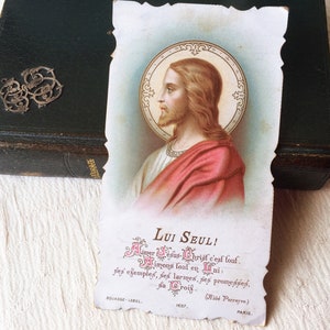 Image pieuse Jésus ancien français 1901, carte religieuse catholique communion vintage 1901, carte  prière, carte missel collection cadeau