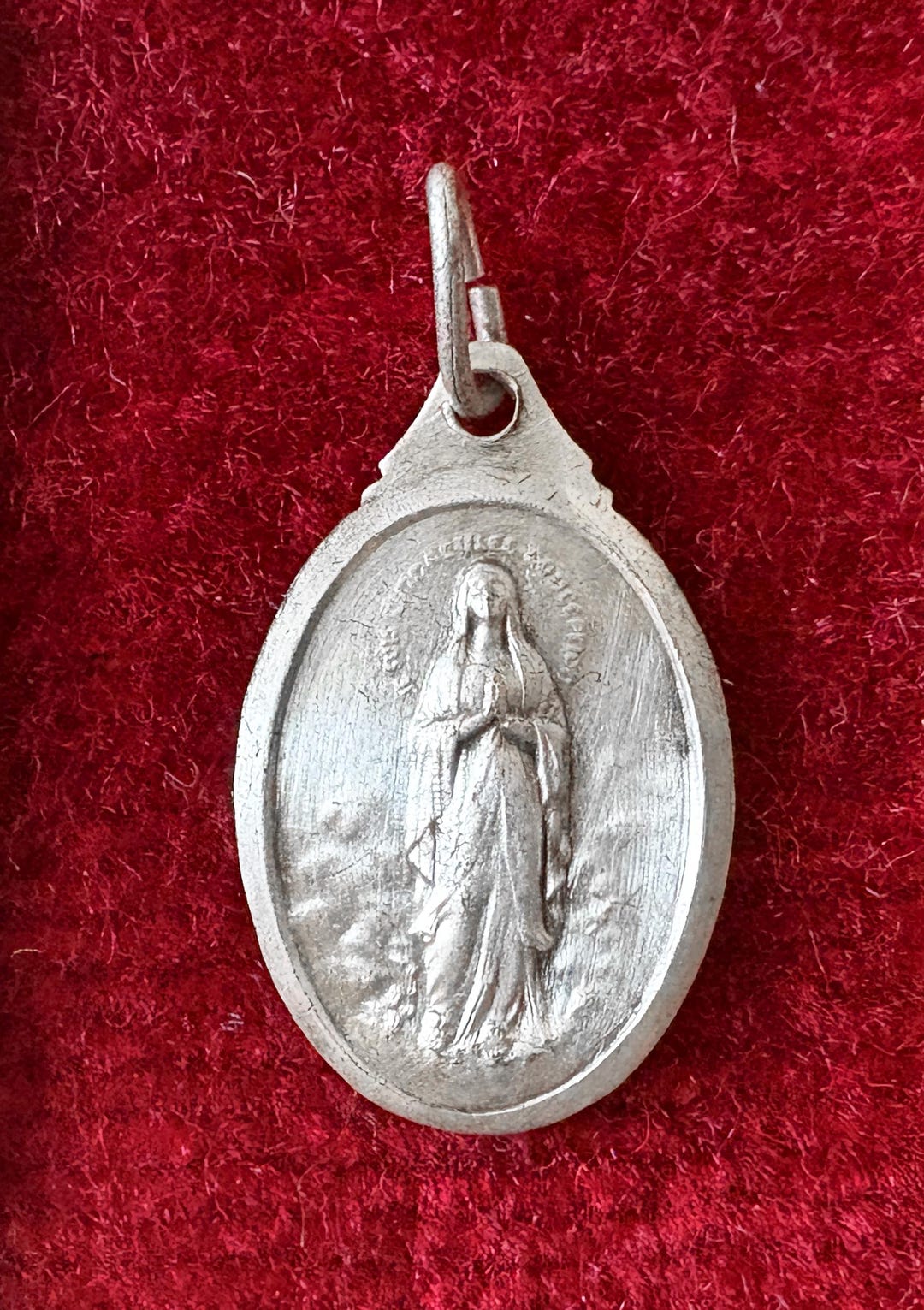 Vintage French Mary Lourdes Medal, Our Lady Catholic Pendant Centenary ...