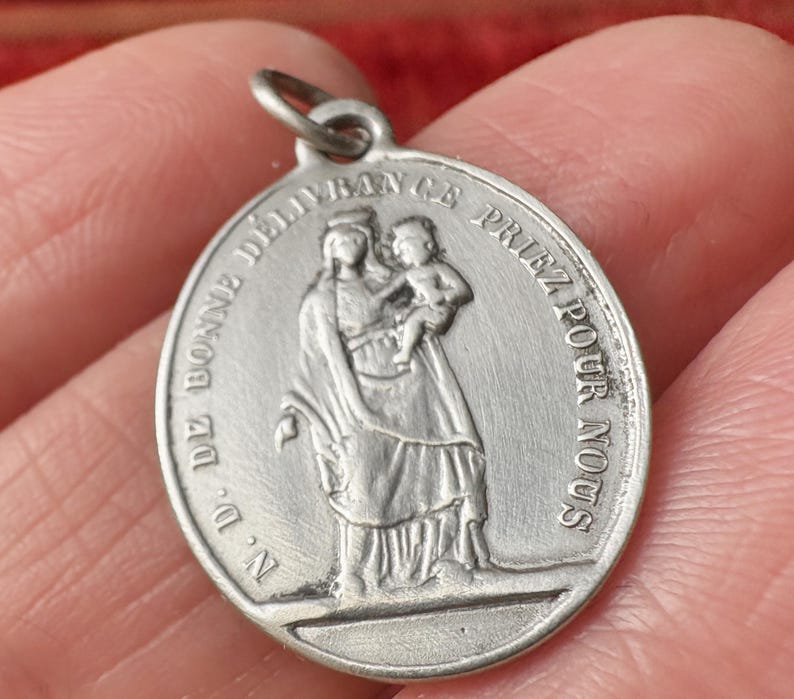Antique French Virgin Mary Medal 1890s, Rare Catholic Pendant Our Lady ...