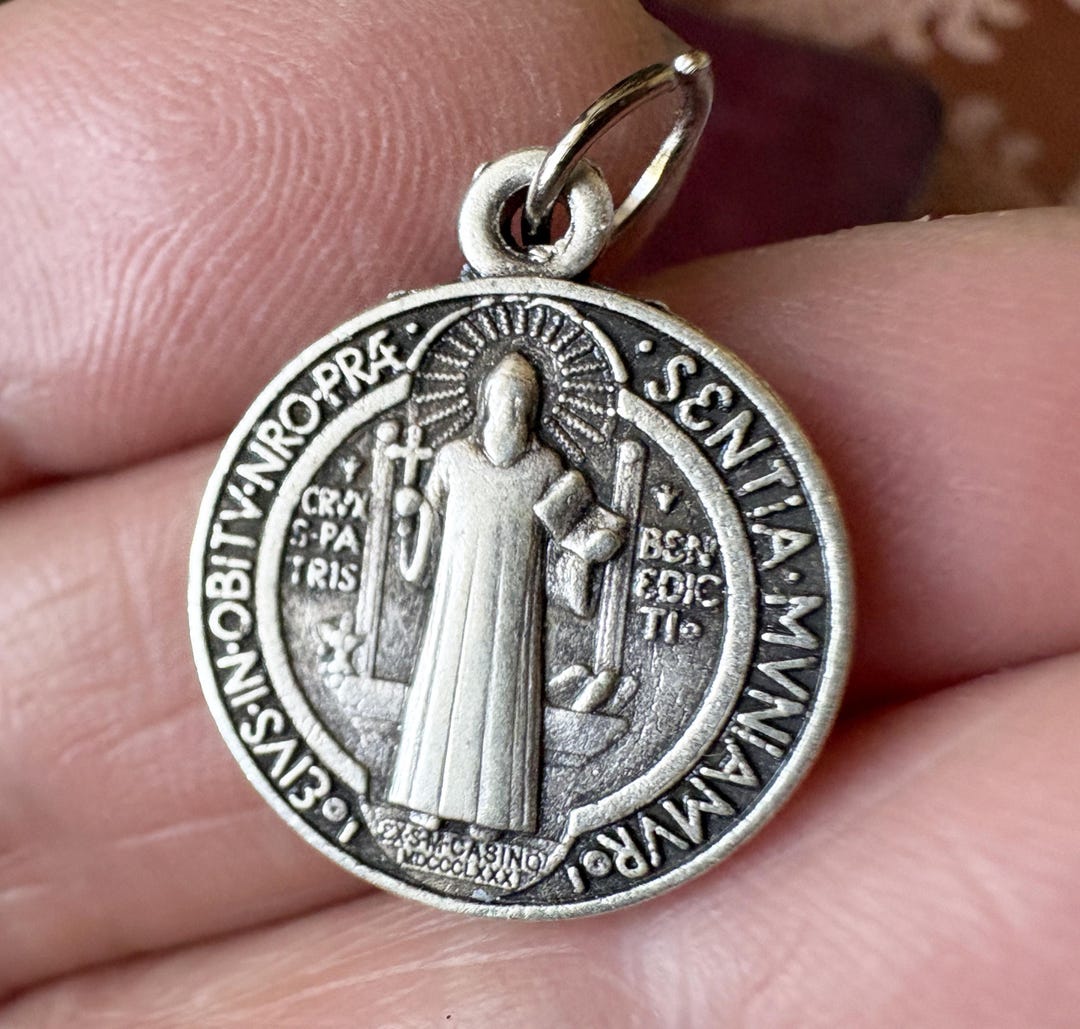 Vintage Saint Benedict Cross Medal Pendant, Catholic Protection Pendant ...
