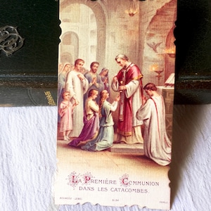 Image pieuse communion ancien français communion, carte religieuse catholique Première communino 1907, carte missel cadeau collection