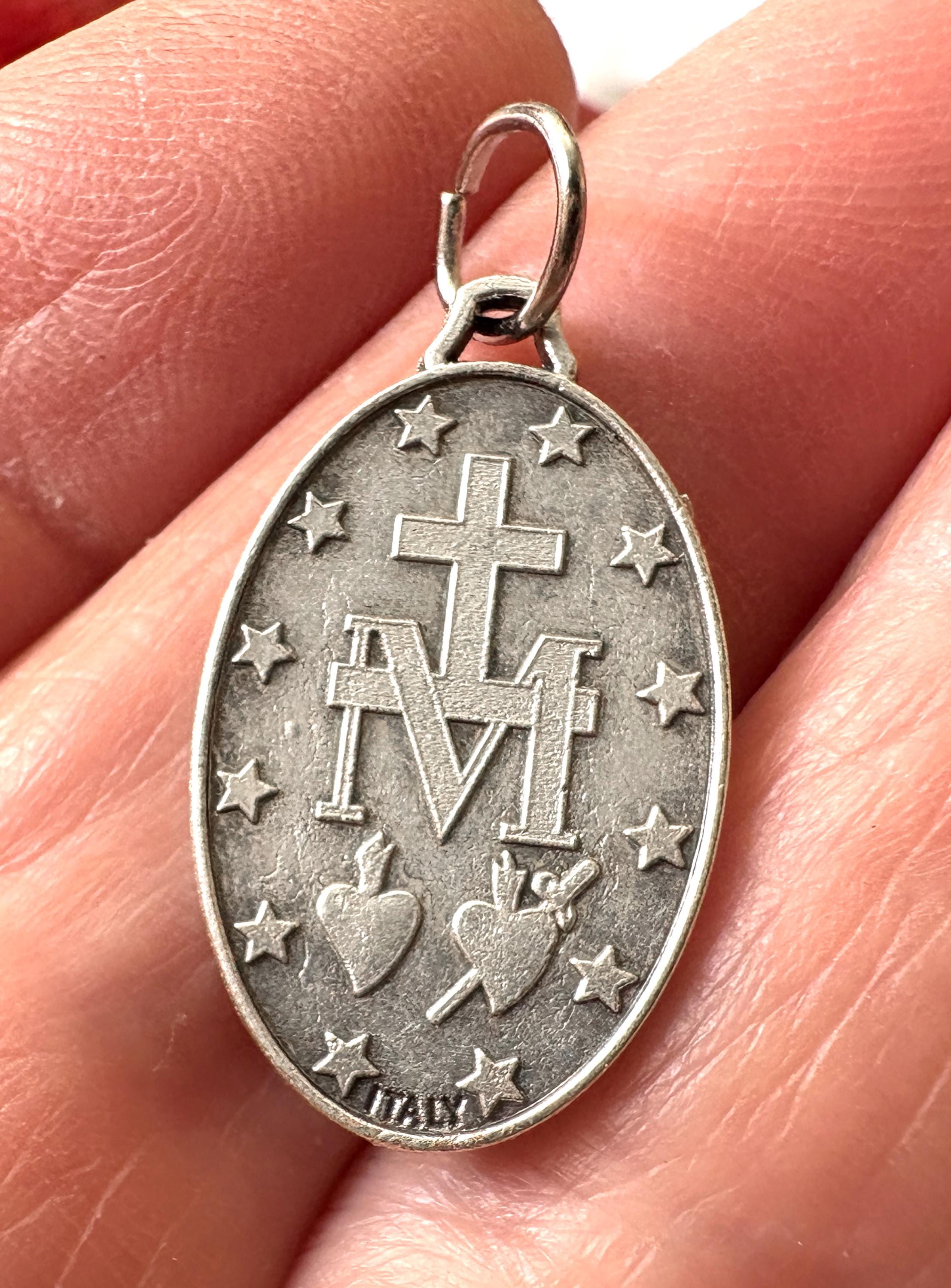 Vintage French Miraculous Medal, Our Lady of Graces Catholic Pendant ...