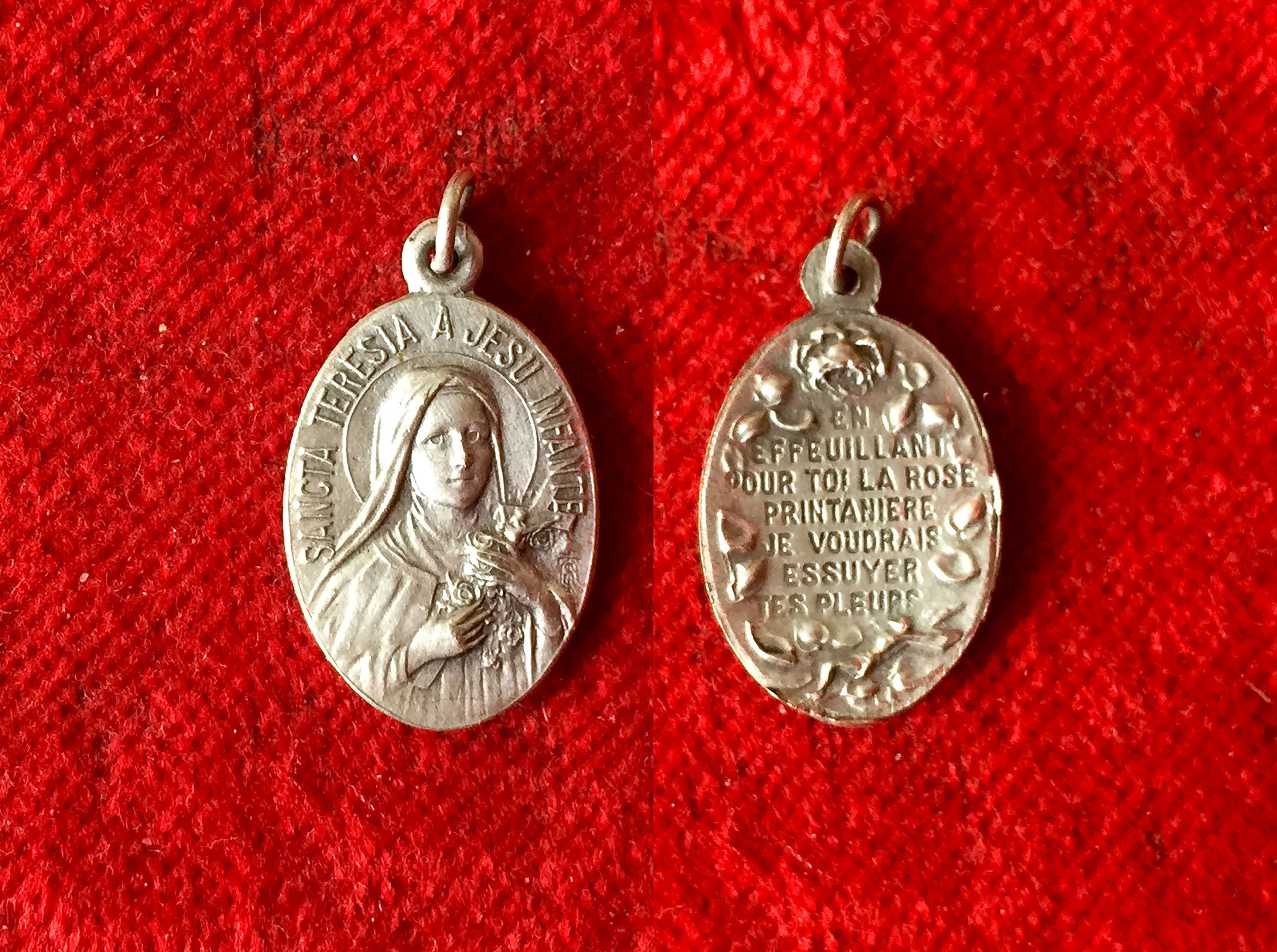 Médaille Religieuse Ancienne Française Sainte Thérèse, Pendentif Thérèse Métal Argenté, Médaille Sai