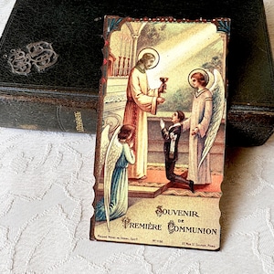 Image pieuse catholique Jésus ancien français communion, carte religieuse vintage communion 1926, carte missel collection, cadeau communion