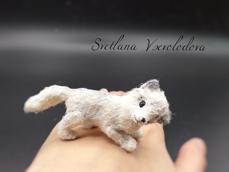SOLD ON ORDER Miniature Arctic Fox plush toy