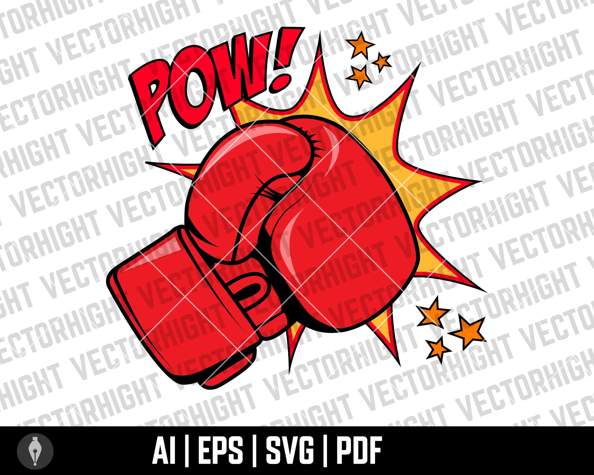 Stick figure with boxing gloves, hand drawn icon of punching
