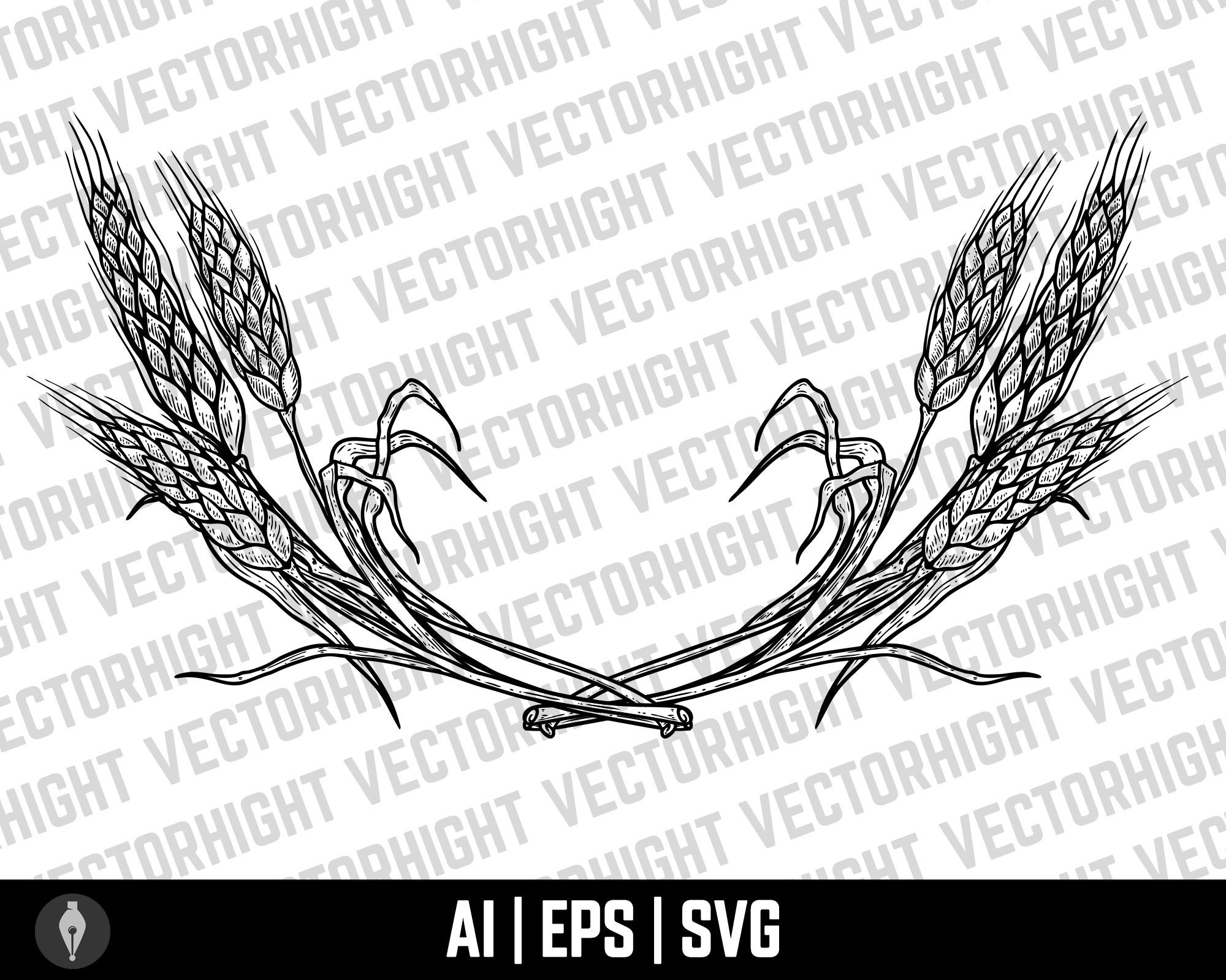Sheaf of Wheat Vector, Spikelet of Wheat EPS, AI, SVG, Wheat Vector