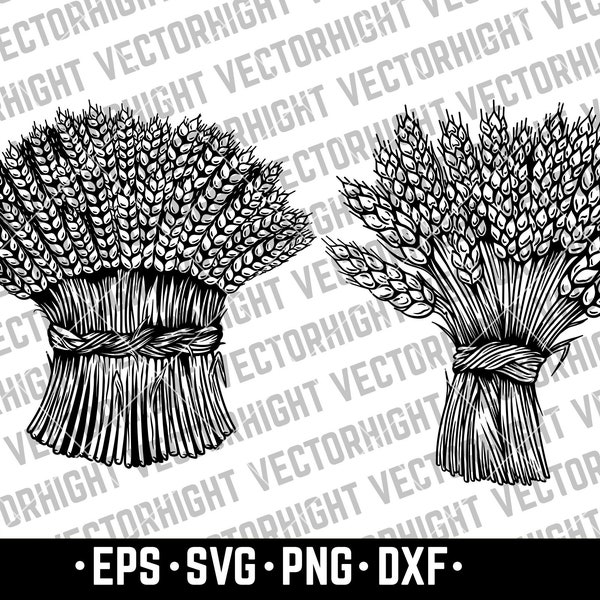 Sheaf of Wheat Vector, Spikelet of Wheat EPS, SVG, Wheat Vector Clipart For Bakery, Bread Store Digital Download File