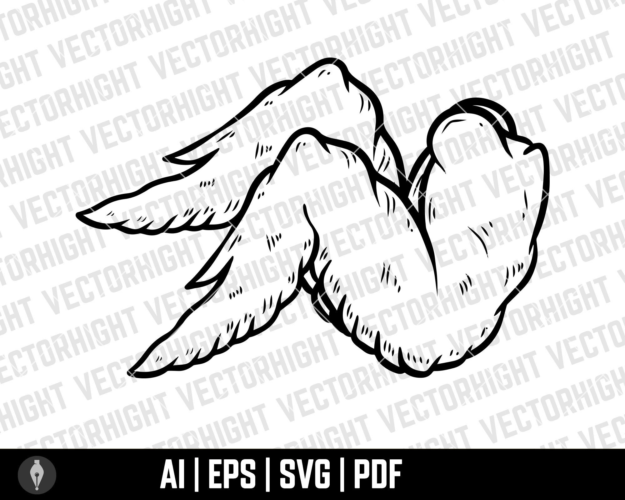 Fried Chicken Wings Clipart SVG, Chicken Wings Fast Food Hat Shape Ai