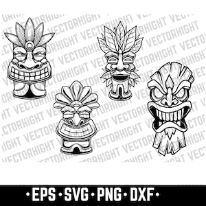 Tiki Idol, Tiki Wooden Statue Svg, Eps, Png, DXF, Hawaiian Tiki Digital File Download