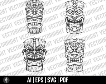 Tiki Idol, Tiki Wooden Statue Svg, Eps, Ai, Pdf, Hawaiian Tiki Digital File Download