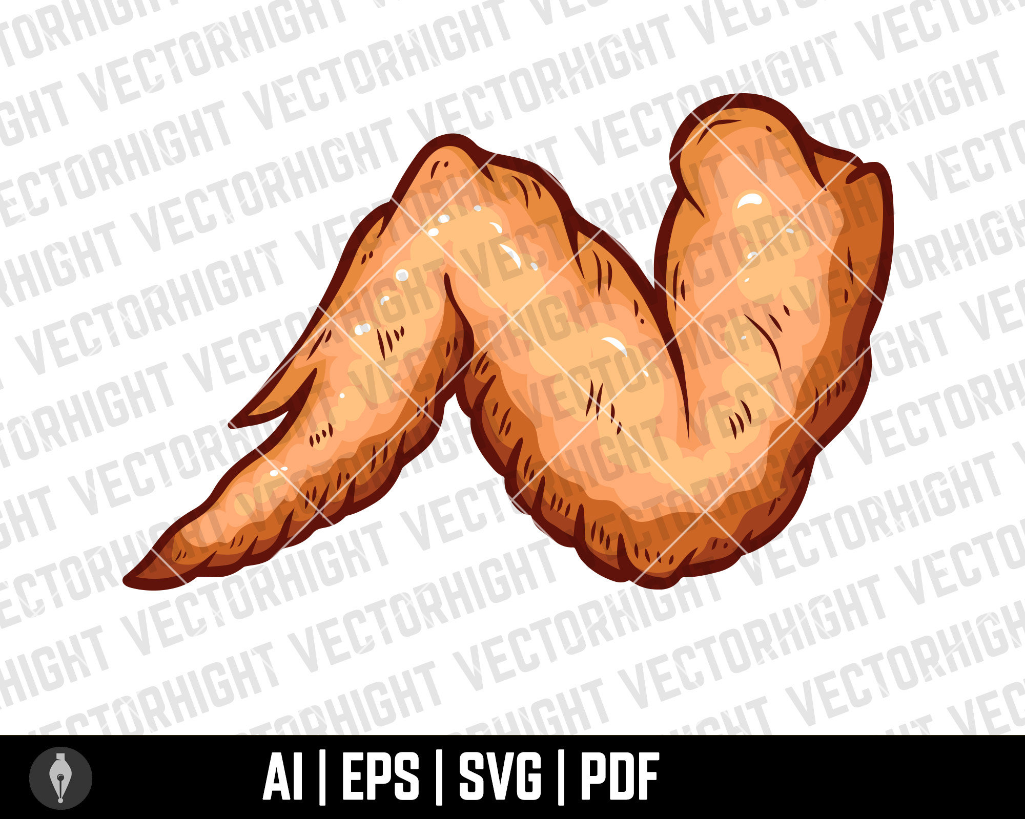 Fried Chicken Wings Clipart SVG, Chicken Wings Fast Food Hat Shape Ai
