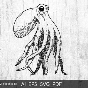 Octopus illustration. Octopus silhouette with tentacles Svg, Eps, Ai, Pdf. Octopus Cricut Files Digital File Download