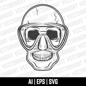 Diver Helmet Vector Retro Diver Helmet EPS SVG AI Diving - Etsy