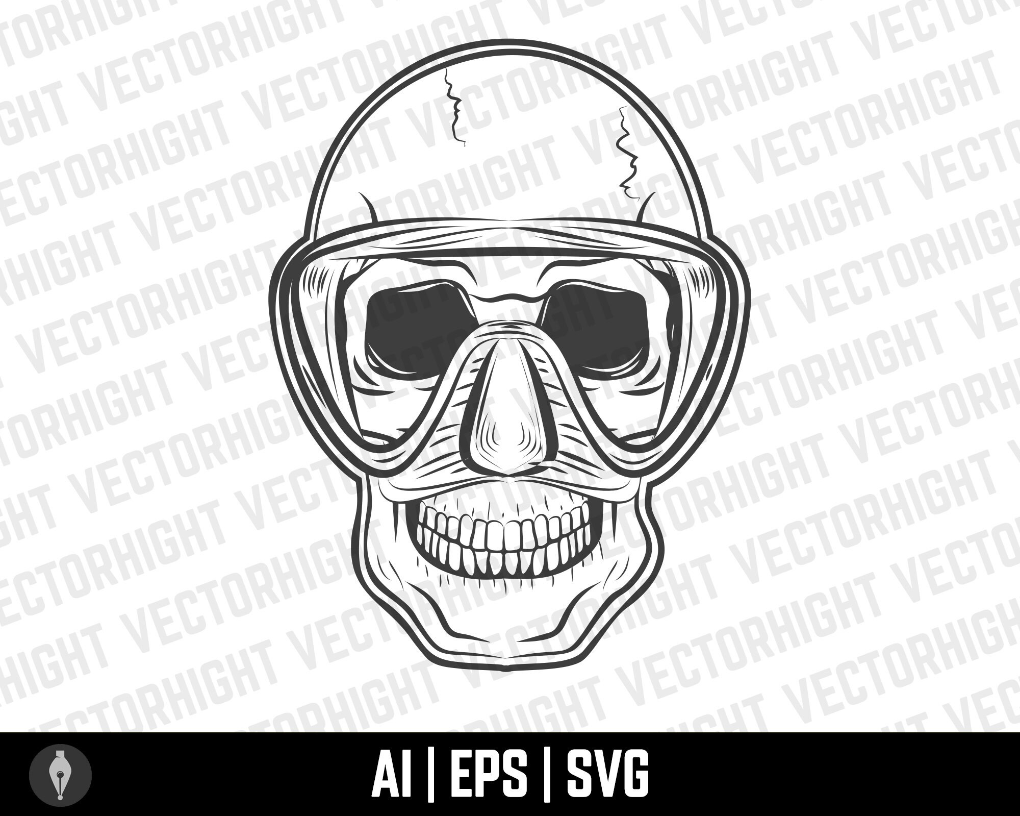 Diver Helmet Vector Retro Diver Helmet EPS SVG AI Diving | Etsy