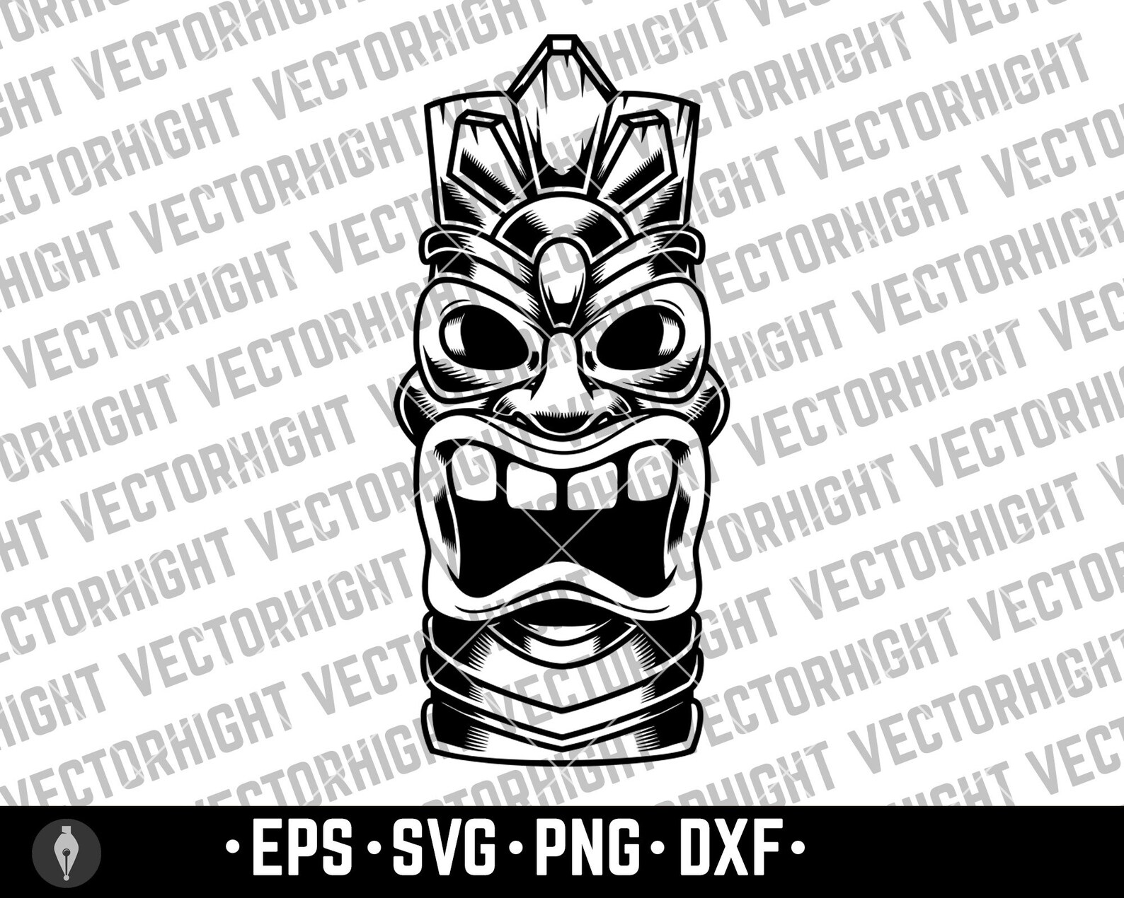 Tiki Idol, Tiki Wooden Statue Svg, Eps, Png, DXF, Hawaiian Tiki Digital ...