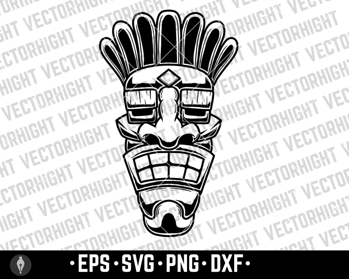 Tiki Idol, Tiki Wooden Statue Svg, Eps, Png, DXF, Hawaiian Tiki Digital ...