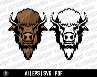 Buffalo head, Bison Head Svg, Ai, Eps, Pdf. American Bison Digital File Download