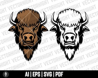 Buffalo head, Bison Head Svg, Ai, Eps, Pdf. American Bison Digital File Download
