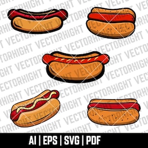 Hot Dog Bundle, Hot Dog AI, Eps, PDF. Fast Food Wurst Hot Dog Digitale Datei herunterladen