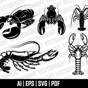 Lobster, Crayfish Clipart SVG, Lobster, Omar, Crawfish Shape Ai, Eps, Pdf. Lobster Cricut Files Digital Download