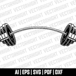 Fitness Barbell Weight SVG, Barbell Shape Ai, Eps, Pdf, Dxf. Weight Lifting Cricut Files Digital Download