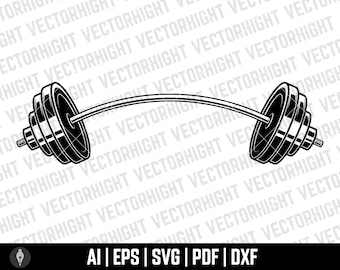 Fitness Barbell Weight SVG, Barbell Shape Ai, Eps, Pdf, Dxf. Weight Lifting Cricut Files Digital Download