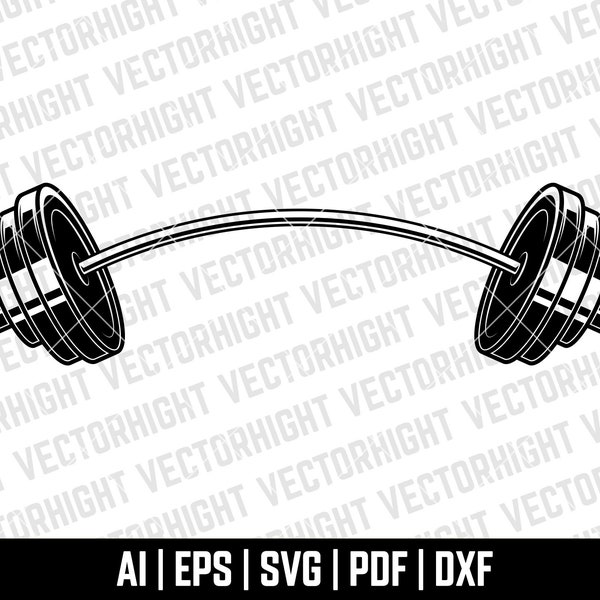 Fitness Barbell Weight SVG, Barbell Shape Ai, Eps, Pdf, Dxf. Weight Lifting Cricut Files Digital Download