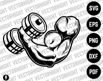 Fitness Dumbbell Weight SVG, Barbell Shape Ai, Eps, Pdf, Dxf. Weight Lifting Cricut Files Digital Download