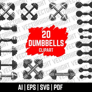 Dumbbells Clipart, Dumbbells Vector, Dumbbells Ai, Svg, Eps, Pdf, Fitness Dumbbells Digital File Download