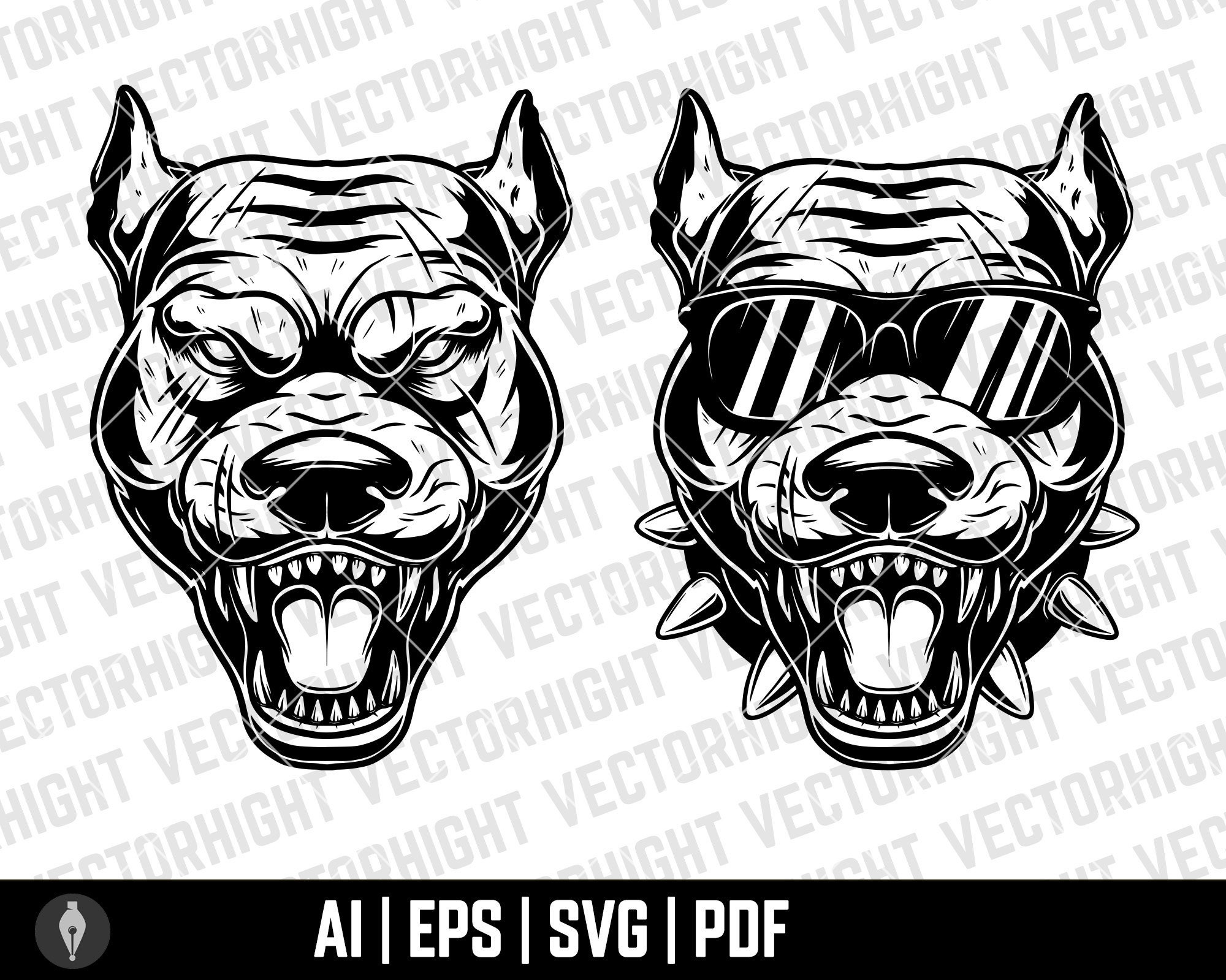 Angry Pitbull Head Clipart SVG, Dog Head Shape Ai, Eps, Pdf. Gangster Dog  Cricut Files Digital Download (Instant Download) - Etsy