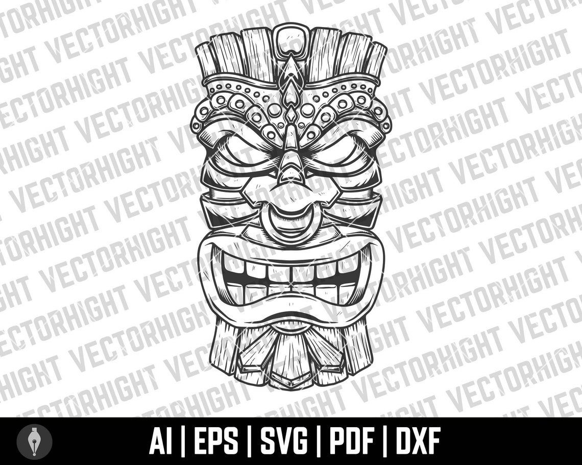 Tiki Idol Tiki Wooden Statue Svg Eps Ai Pdf Dxf Hawaiian | Etsy