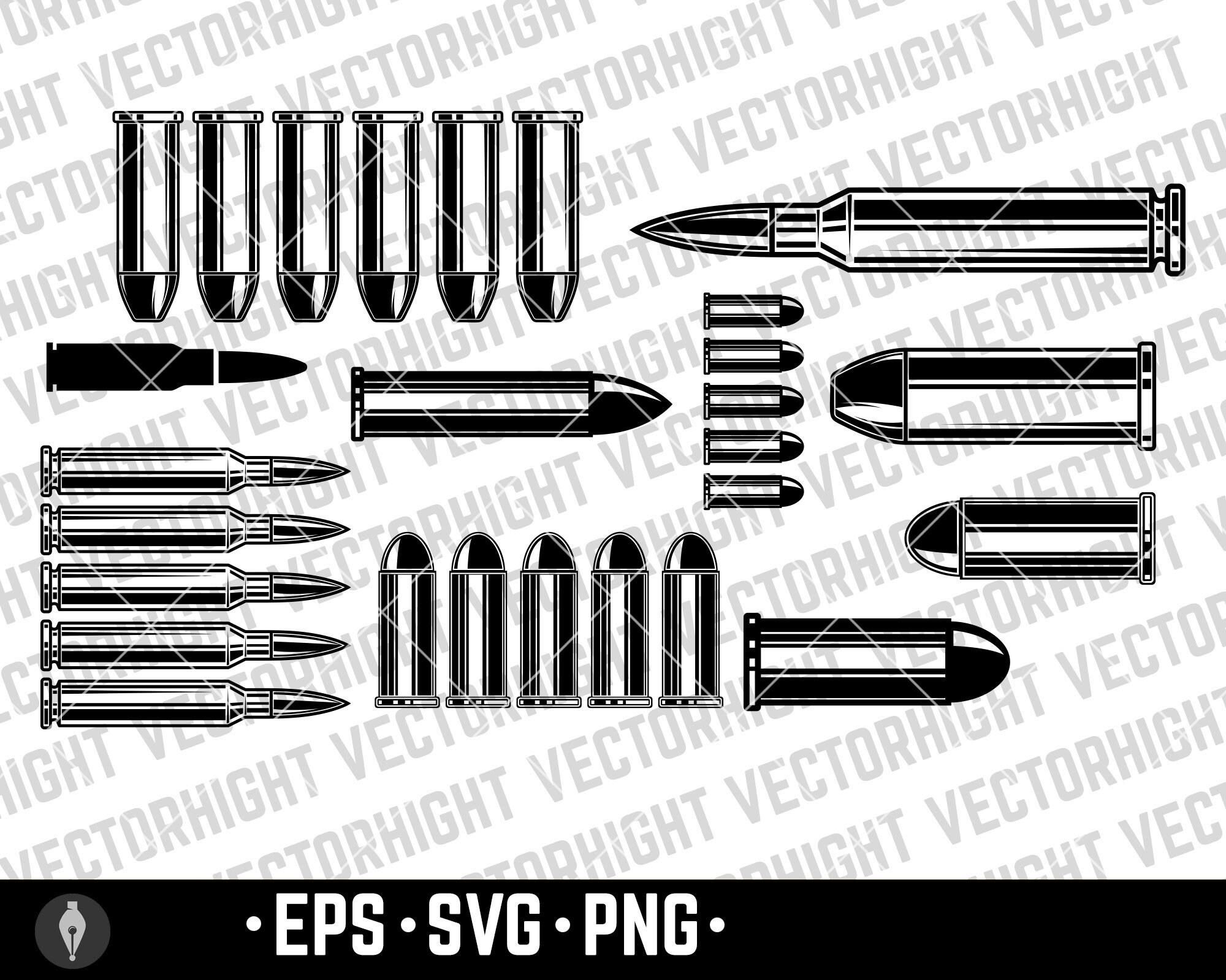 Bullet Clipart, Bullet Cartridge Svg, Eps, Png. Bullet Holes Bullet ...
