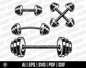 Fitness dumbbell Weight SVG, dumbbell Shape Ai, Eps, Pdf, Dxf. Weight Lifting dumbbell Cricut Files Digital Download