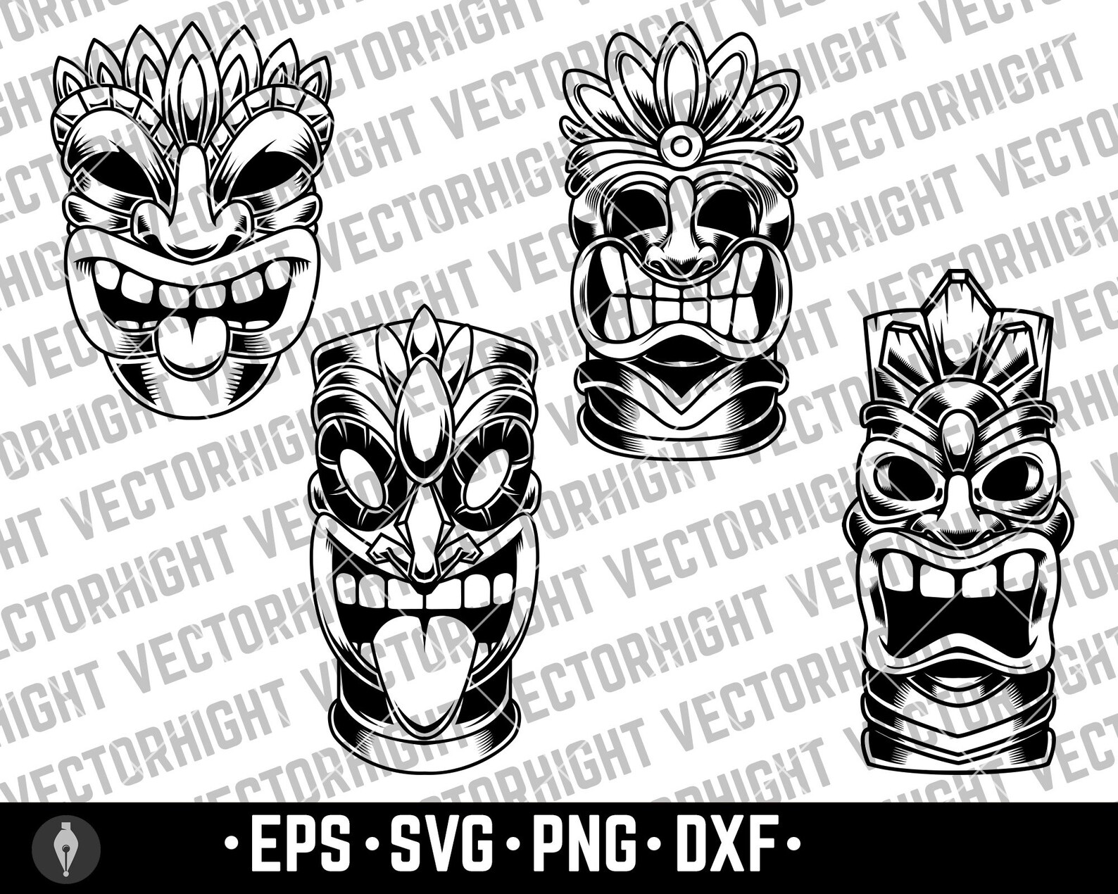 Tiki Idol, Tiki Wooden Statue Svg, Eps, Png, DXF, Hawaiian Tiki Digital ...