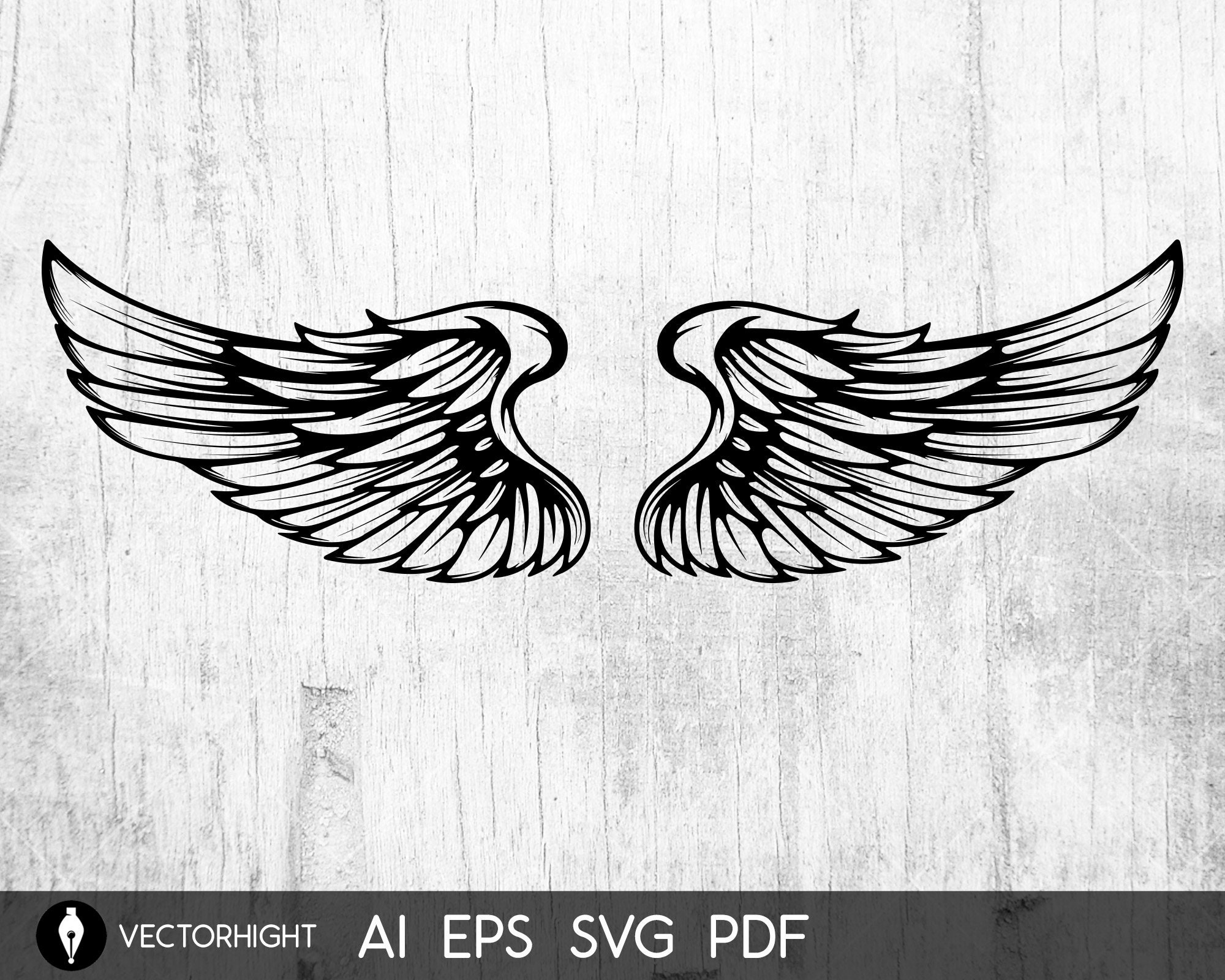Bird Wings Illustrations in Tattoo Style. Eagle Wings Vector Angel ...