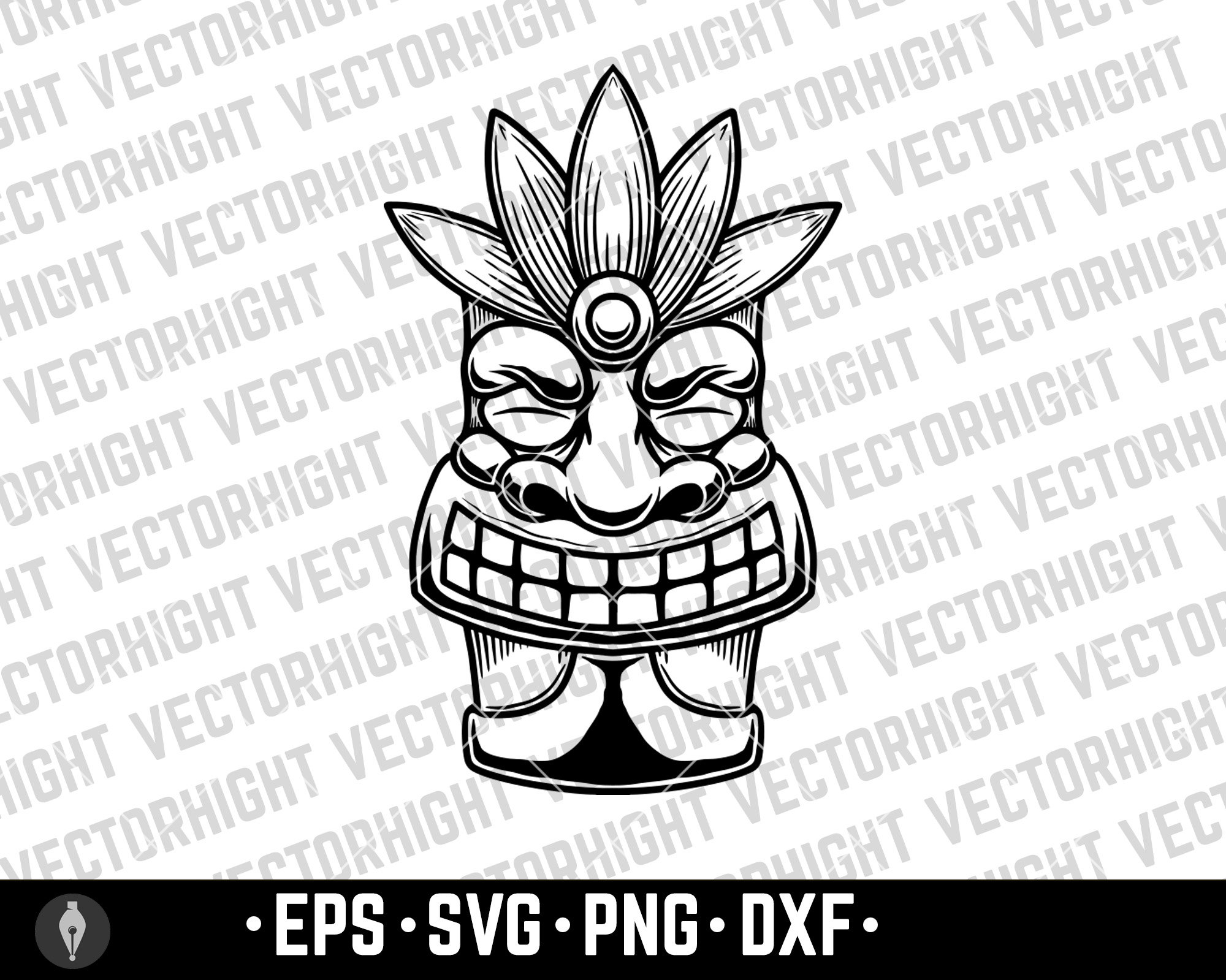 Tiki Idol, Tiki Wooden Statue Svg, Eps, Png, DXF, Hawaiian Tiki Digital ...