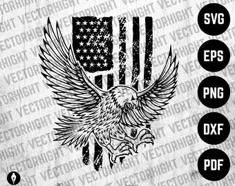 Eagle With American Flag SVG, USA American Eagle Shape Eps, Pdf US Eagle On American Flag Background Cricut Files Digital Download