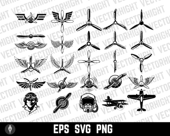 Aviation Clipart, Airplane Propellers Vector, Airplane Propeller Svg, Aircraft Clipart, Airplane Propeller PNG, Eps Digital Download File