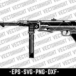MP 40 WWII Assault Rifle svg, mashine gun MP 40 png, german WW2 gun svg, Maschinenpistole 40