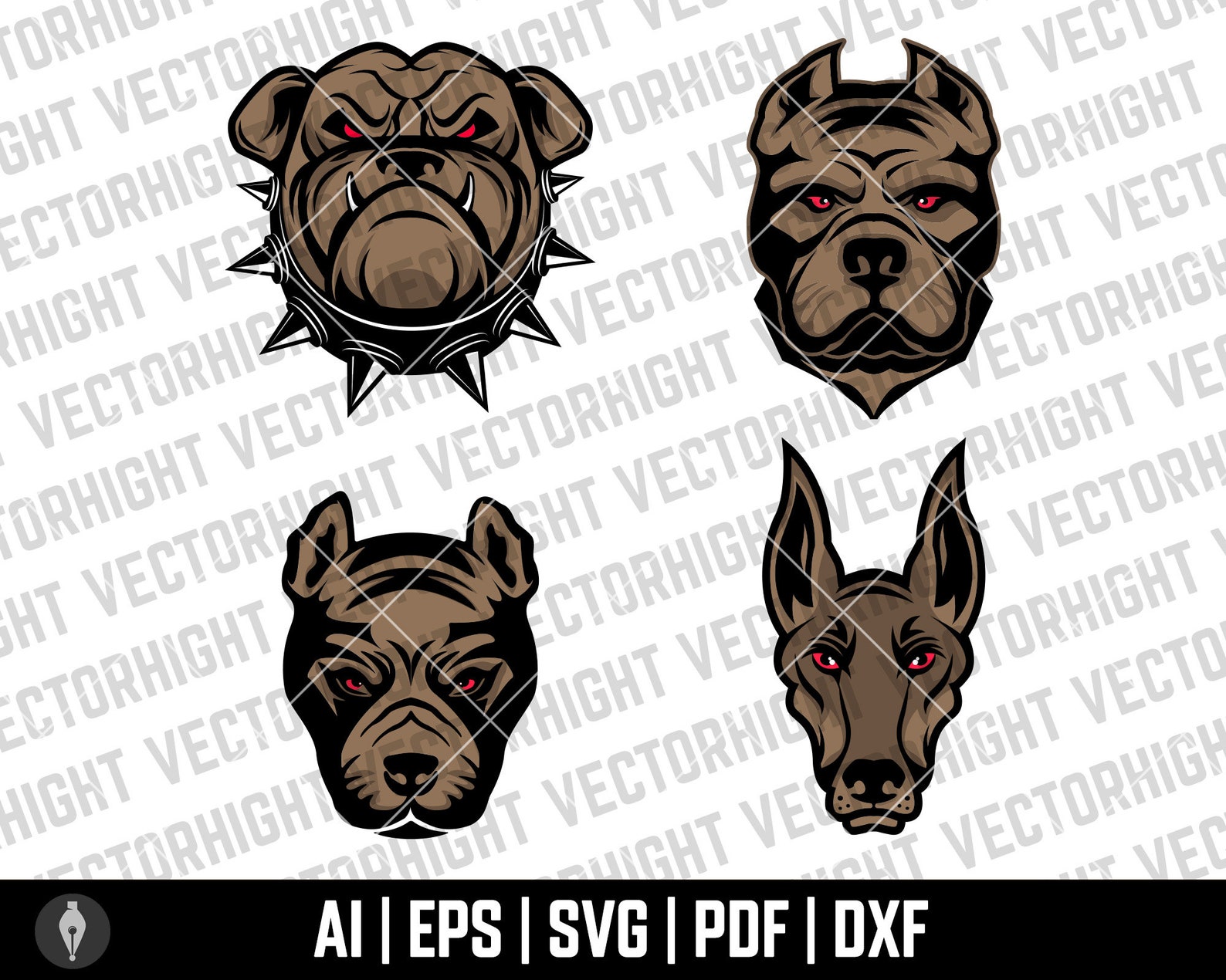 Illustration of Bulldog Head Dog. Bulldog Svg Eps Ai Pdf | Etsy